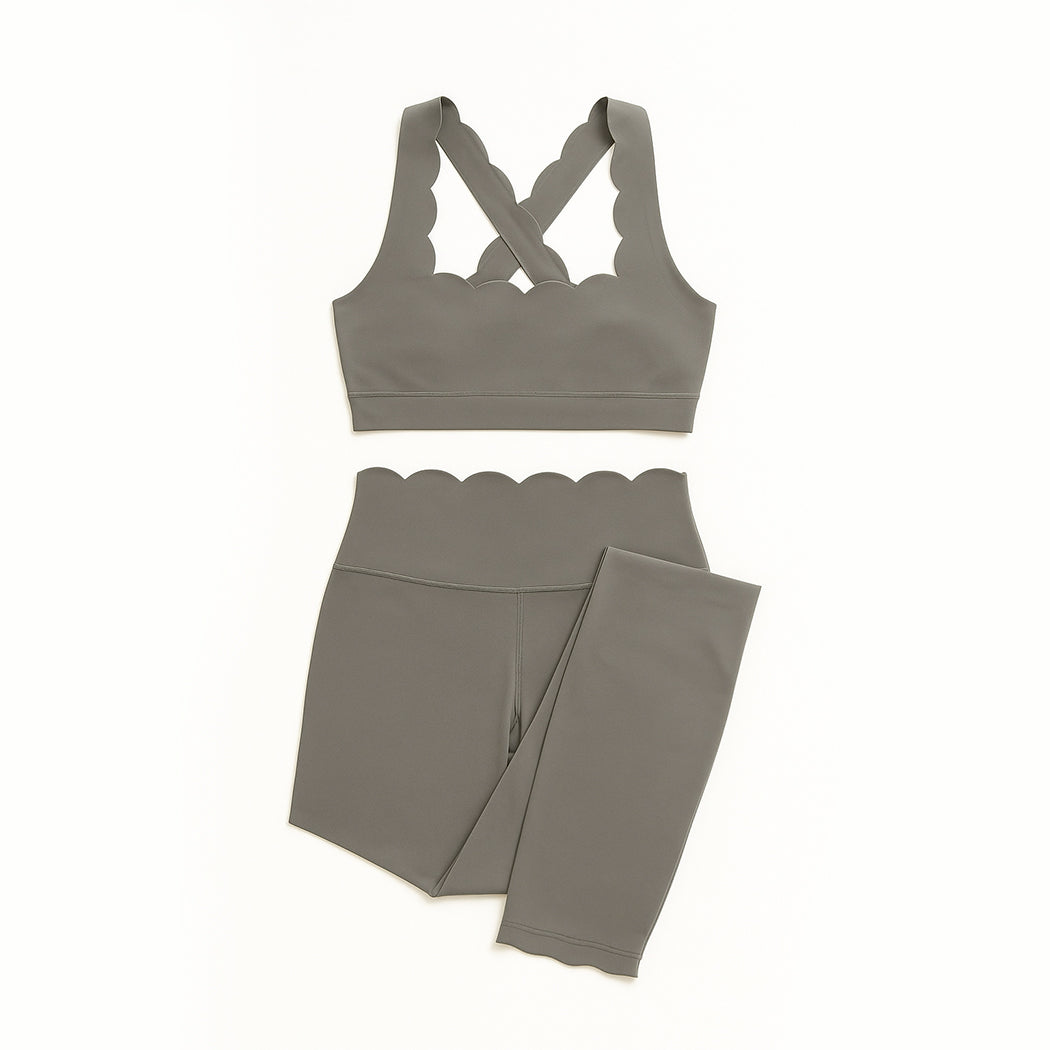 Scallop Edge Crossback Bra & High-Waist Set