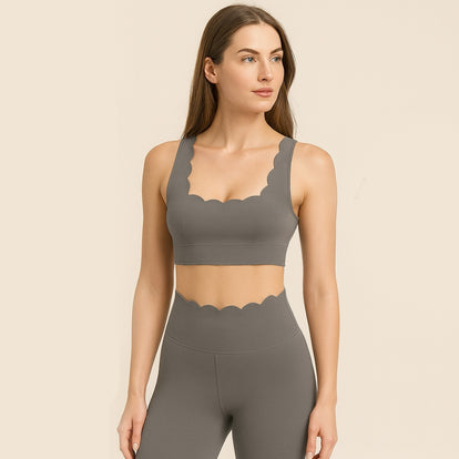 Scallop Edge Crossback Bra & High-Waist Set