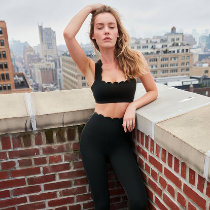 Scallop Edge Crossback Bra & High-Waist Set