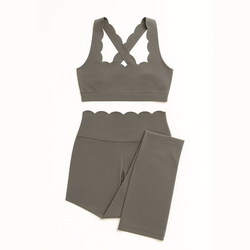Scallop Edge Crossback Bra & High-Waist Set